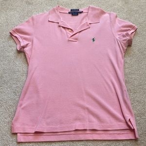 Ralph Lauren womens pink skinny polo, size medium